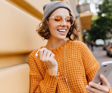 a young woman with a phone